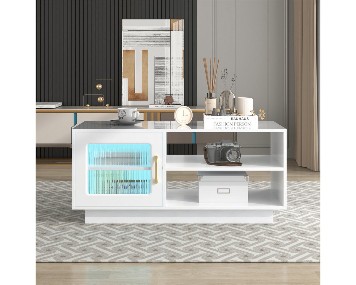 XDOVET Couchtisch Hochglänzender Couchtisch, Wohnzimmertisch mit Glastür, Offener Stauraum, LED-Lichteffekte per mobiler App steuerba XDOVET Couchtisch Hochglänzender Couchtisch, Wohnzimmertisch mit Glastür, Offener Stauraum, LED-Lichteffekte per mobiler App steuerba von XDOVET