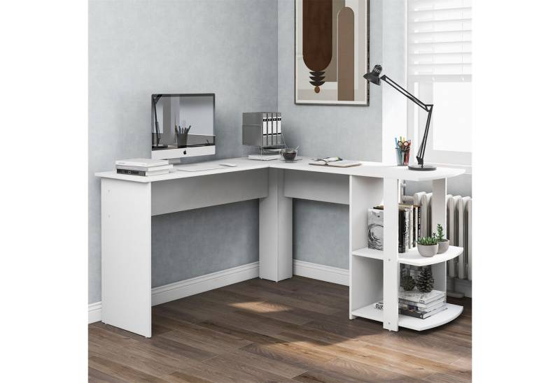 XDOVET Eckschreibtisch Eckschreibtisch 140 CM Computertisch Schreibtisch,mit 2 Ablagen von XDOVET