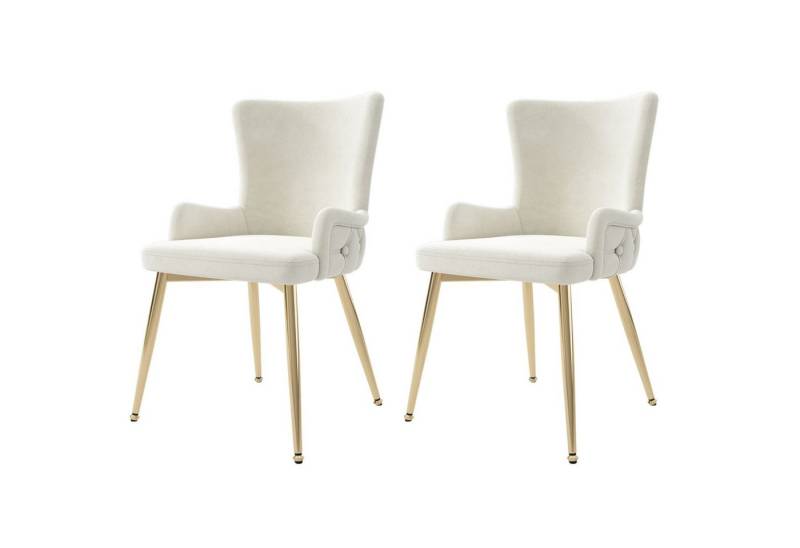 XDOVET Esszimmerstuhl Samt-Esszimmerstuhl, 2er-Set, luxuriöser Wohnzimmer-Loungesessel, moderner Freizeitstuhl mit vier goldfarbenen Metallstützbeinen von XDOVET