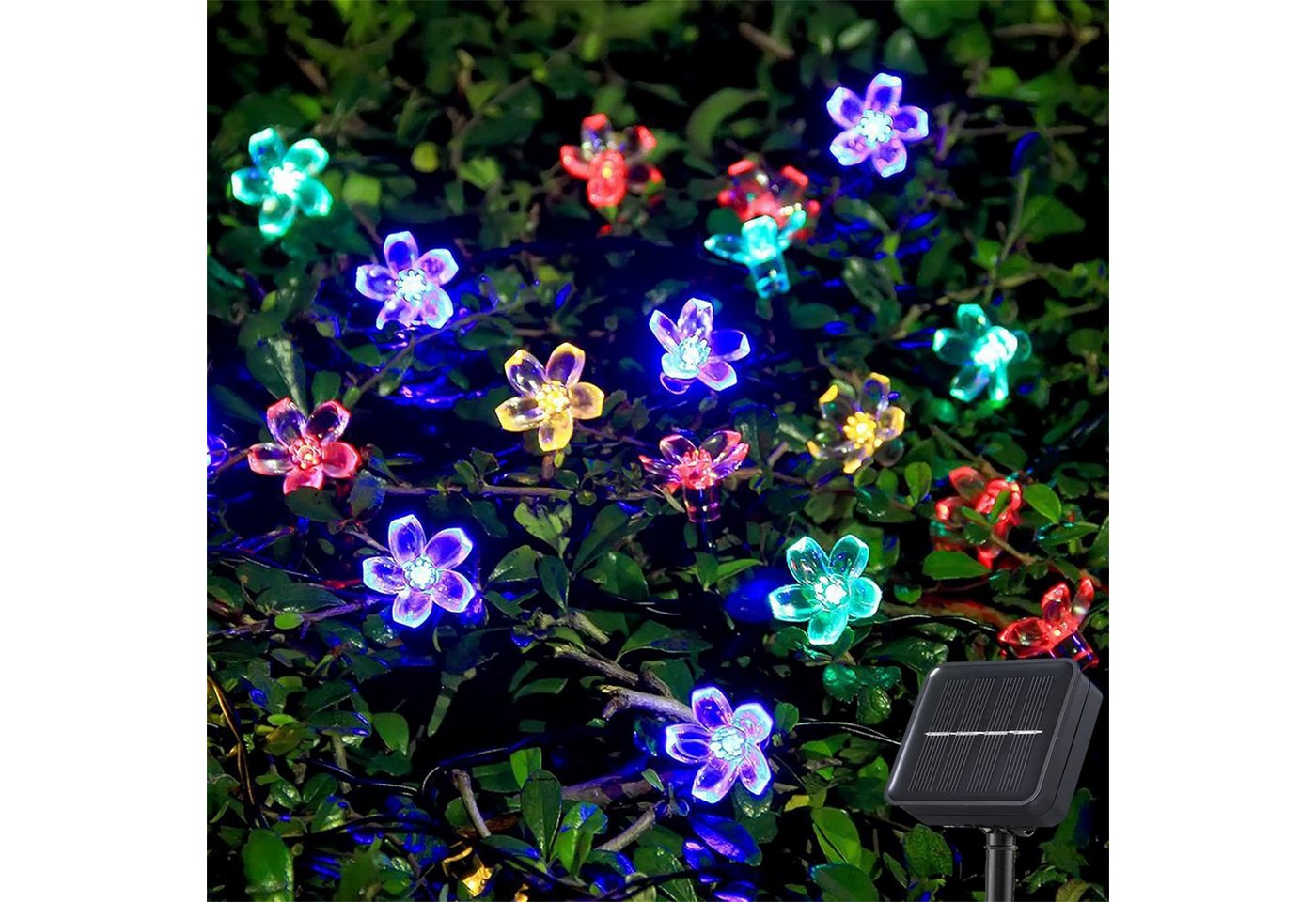 autolock LED Solarleuchte Lichterketten Außen Garten 7M 50 LED Lichterkette Blumen Solar, 8 Modi IP65 Wasserdichte Dekor Solarbeleuchtung Mehrfarbig von autolock