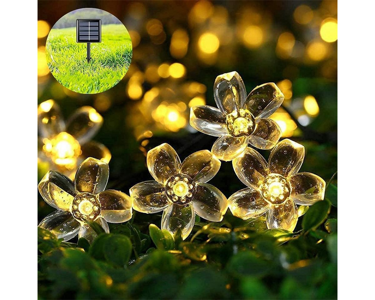 XDOVET LED Solarleuchte Lichterketten Außen Garten 7M 50 LED Lichterkette Blumen Solar, 8 Modi IP65 Wasserdichte Dekor Solarbeleuchtung Warme Farben von XDOVET