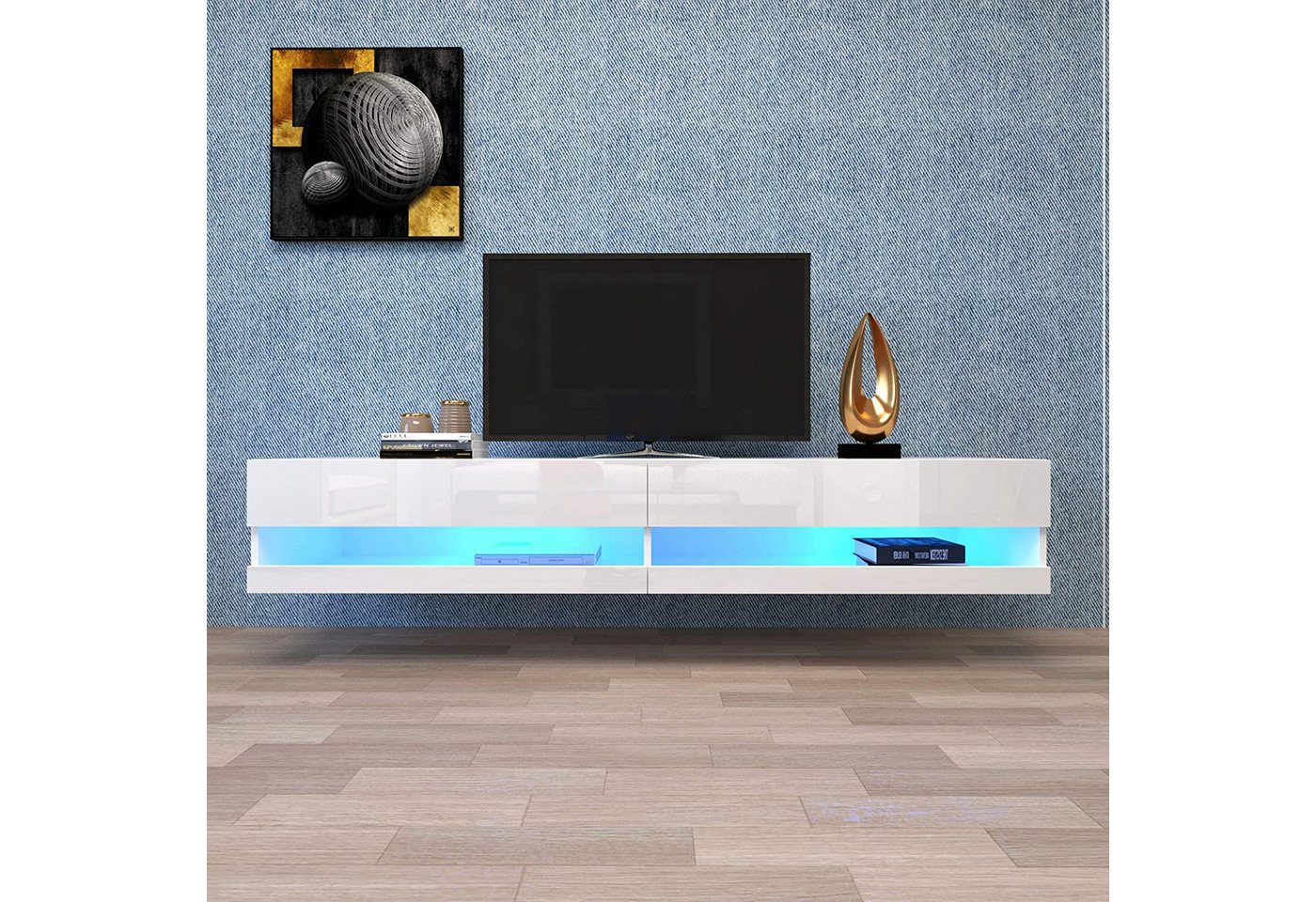 XDOVET TV-Schrank LED TV-Lowboard mit Variable LED-Beleuchtung Hochwertiges TV-Board mit viel Stauraum für Ihr Wohnzimmer 140x40x30.5cm von XDOVET