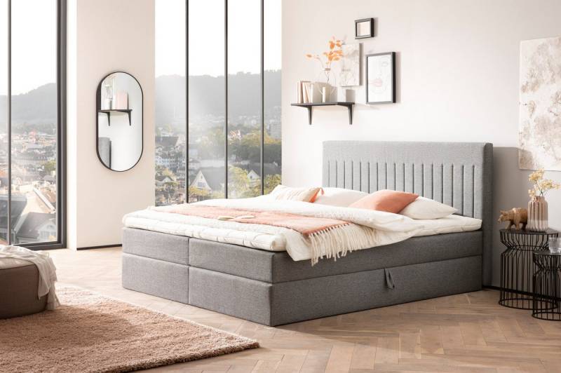 XDREAM Boxbett Neapel, Doppelbett in 140x200 cm und 180x200 cm, Härtegrad 3, Boxspringbett inkl. zwei Bettkästen, Matratzen, Topper und Kopfteil von XDREAM