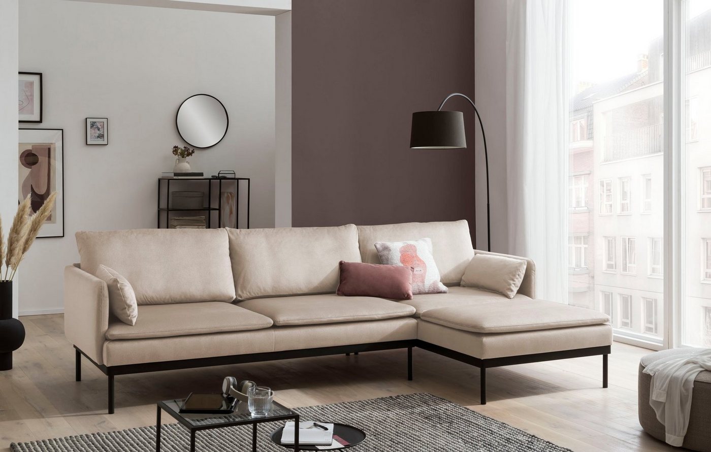 XDREAM Ecksofa Montana, Recamiere rechts oder links montierbar, besonders weicher Velours-Stoff, Made in Europe von XDREAM