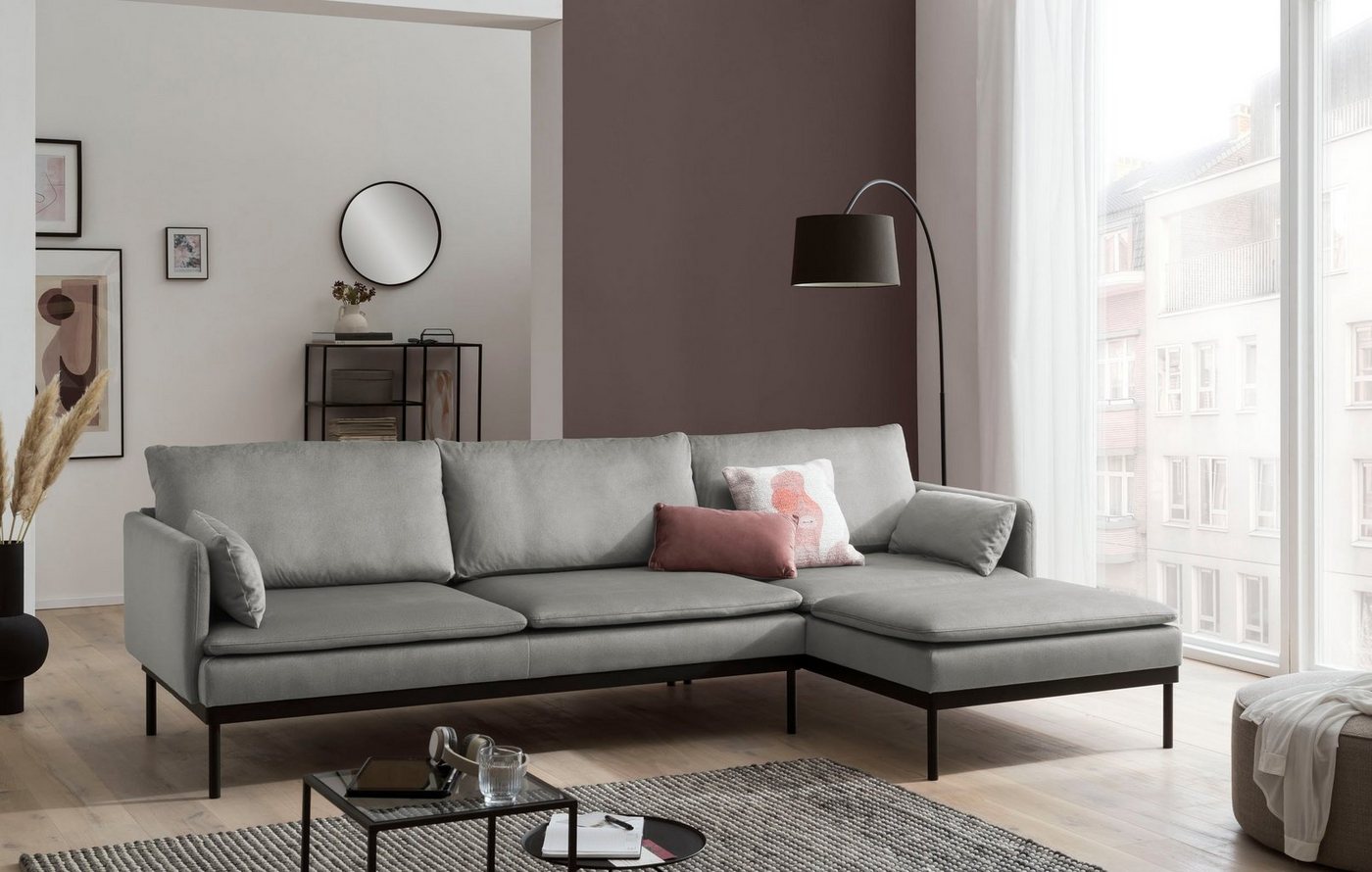 XDREAM Ecksofa Montana, Recamiere rechts oder links montierbar, besonders weicher Velours-Stoff, Made in Europe von XDREAM