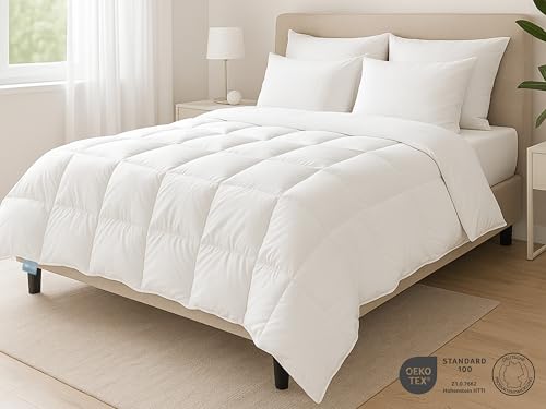 XDREAM Nature Daunendecke extra leicht | 90% Daunen / 10% Federn | Füllgewicht: 250g | Downpass und Öko-Tex Zertifiziert |155 x 220 cm von XDREAM