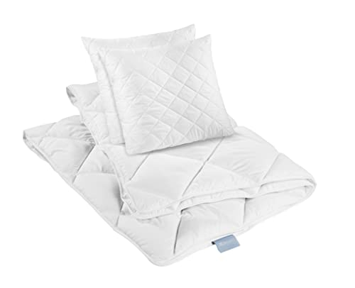 XDREAM Pure Bettwaren-Set 2er Set Kopfkissen 80 x 80 cm + Ganzjahresbettdecke 200 x 200 cm | medium Bettdecken und Kopfkissen| Allergiker geeignet | 100% Mikrofaser | Öko-Tex Zertifiziert von XDREAM