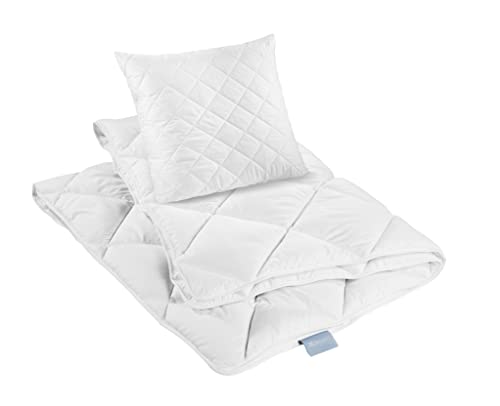 XDREAM Pure Bettwaren-Set Kopfkissen 80 x 80 cm + Ganzjahresbettdecke 155 x 220 cm | medium Bettdecken und Kopfkissen| Allergiker geeignet | 100% Mikrofaser | Öko-Tex Zertifiziert von XDREAM