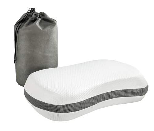 XDREAM Travelbuddy ergonomisches Kissen aus Viskoschaum | Kopfkissen für erholsamen Schlaf mit praktischer Tasche für Reisen | waschbarer Bezug | 50 x 30 cm von XDREAM