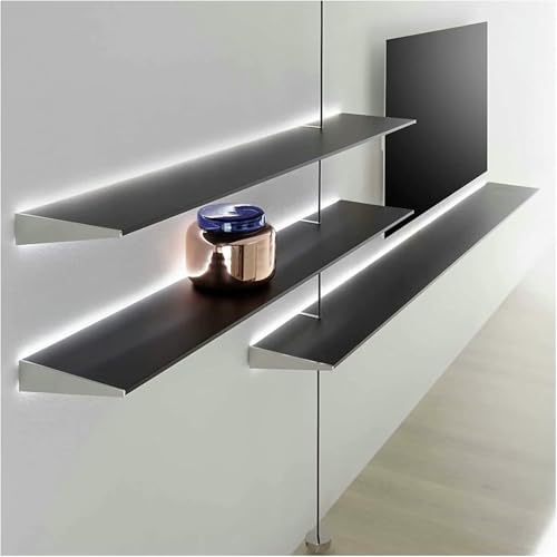 1 Stück schwebendes Ausstellungsregal aus Edelstahl zur Wandmontage mit warmem LED-Licht, lichtemittierende Regale aus Metall zur Wandmontage von XDRGOOIUY