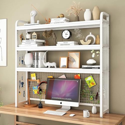 3-stöckiges Schreibtisch-Bücherregal für Computertische, Mehrzweck-Bücherregal aus Holz für die Arbeitsplatte, Schreibtisch-Bücherregal aus Holz, Aufbewahrungs-Organizer-Regale, Ausstellungsregal von XDRGOOIUY
