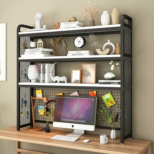 3-stöckiges Schreibtisch-Bücherregal für Computertische, Mehrzweck-Bücherregal aus Holz für die Arbeitsplatte, Schreibtisch-Bücherregal aus Holz, Aufbewahrungs-Organizer-Regale, Ausstellungsregal von XDRGOOIUY