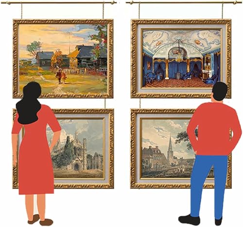 Bilderschienen-Aufhängesystem, 2er-Pack, Messingstangen-Bilderschienen-Aufhängeset, Wandgalerie-Schienenaufhängung mit Haken und Ketten, Stange zur Präsentation von Kunstwerken Bilderschienen-Aufhängesystem, 2er-Pack, Messingstangen-Bilderschienen-Aufhängeset, Wandgalerie-Schienenaufhängung mit Haken und Ketten, Stange zur Präsentation von Kunstwerken von XDRGOOIUY