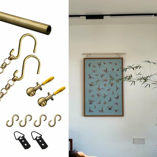 Bilderschienen-Aufhängesystem, Messing-Bilderaufhängeschiene, Spiegelaufhänger für die Wand zur Heimdekoration, Upgrade-Foto-/Werbetafel-Displayschiene, komplettes Wandaufhängeset Bilderschienen-Aufhängesystem, Messing-Bilderaufhängeschiene, Spiegelaufhänger für die Wand zur Heimdekoration, Upgrade-Foto-/Werbetafel-Displayschiene, komplettes Wandaufhängeset von XDRGOOIUY