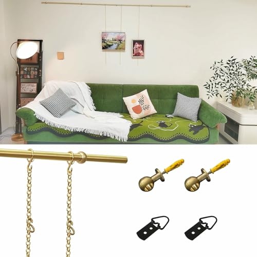 Bildschiene Hängesystem Wohnzimmer Wanddekor Kunst Hängesystem, Gold Bild Aufhänger Halterungen, Bildschiene Hängehaken Und Draht Verstellbar, Billboards Aufhänger von XDRGOOIUY