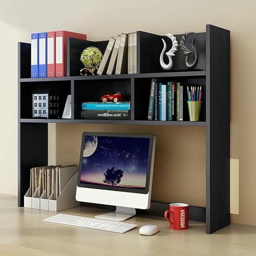 Schreibtisch-Bücherregal aus Holz, freistehender Aufsatz-Organizer mit Regalen für das Homeoffice und das Studentenwohnheim, platzsparendes Bücherregal für einfachen Zugriff und Organisation von XDRGOOIUY
