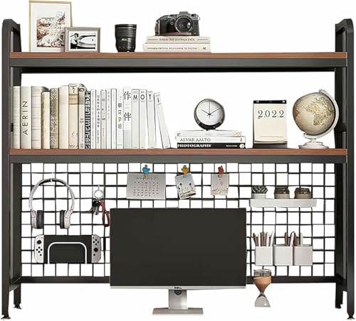 XDRGOOIUY 2-stöckiges Schreibtisch-Bücherregal aus Holz, Schreibtisch-Bücherregal/Bücherregal, Mehrzweck-Präsentationsregal für Computertisch, Bürobedarf von XDRGOOIUY