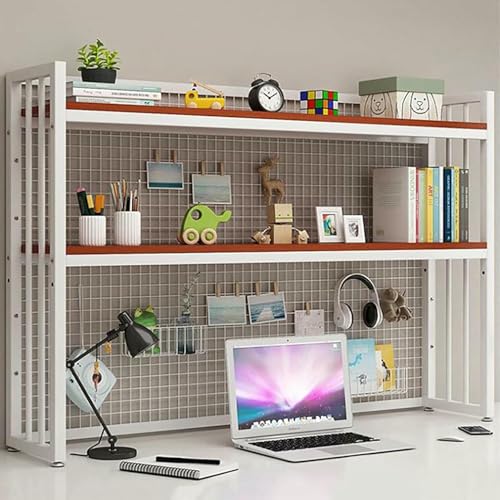 XDRGOOIUY 2-stöckiges Schreibtisch-Bücherregal für Computertische, Schreibtisch-Ständer aus Holz für die Arbeitsplatte, verstellbares Ausstellungsregal für Home-Office-Zubehör, Bücherregal-Organizer von XDRGOOIUY
