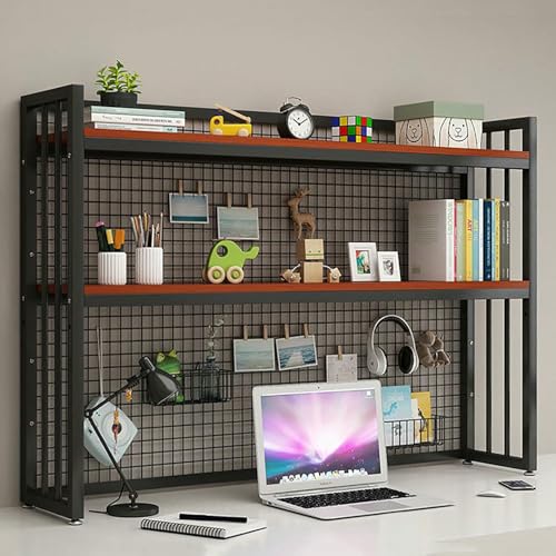 XDRGOOIUY 2-stöckiges Schreibtisch-Bücherregal für Computertische, Schreibtisch-Ständer aus Holz für die Arbeitsplatte, verstellbares Ausstellungsregal für Home-Office-Zubehör, Bücherregal-Organizer von XDRGOOIUY