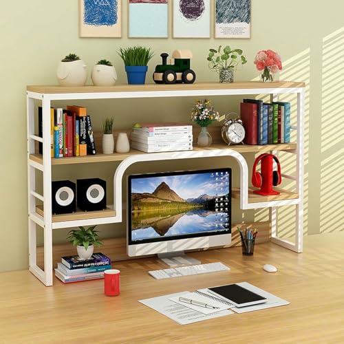 XDRGOOIUY 2-stufiges Schreibtisch-Bücherregal, Bücherregal-Organizer aus Holz für das Home Office, mehrschichtiges Schreibtisch-Bücherregal für Studentenwohnheime und Schreibtischzubehör XDRGOOIUY 2-stufiges Schreibtisch-Bücherregal, Bücherregal-Organizer aus Holz für das Home Office, mehrschichtiges Schreibtisch-Bücherregal für Studentenwohnheime und Schreibtischzubehör von XDRGOOIUY