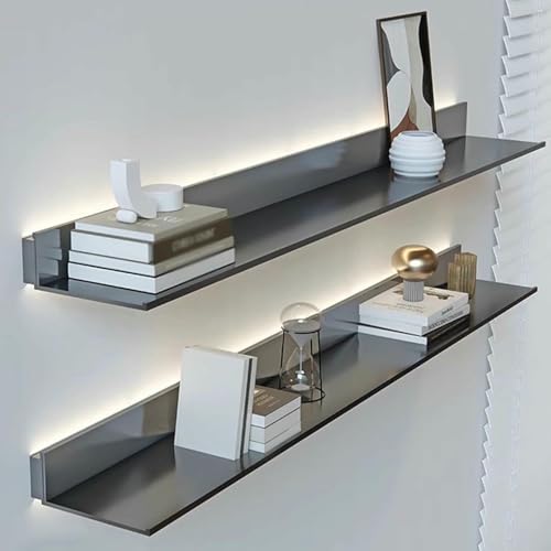 XDRGOOIUY Aluminiumlegierung LED LED Light Floating Wall Regves Lagerregal Für Schlafzimmer Wohnzimmer Dekoration von XDRGOOIUY