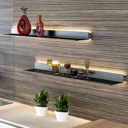 XDRGOOIUY Aluminiumlegierung LED LED Light Floating Wall Regves Lagerregal Für Schlafzimmer Wohnzimmer Dekoration von XDRGOOIUY