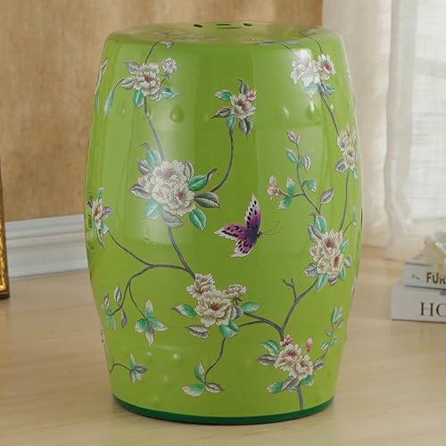 XDRGOOIUY Chinesischer Keramik Trommel Gartenhacker, Blumen Vögel Keramik Dekorative Gartenhacker von XDRGOOIUY