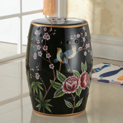 XDRGOOIUY Chinesischer Keramik Trommel Gartenhacker, Blumen Vögel Keramik Dekorative Gartenhacker von XDRGOOIUY
