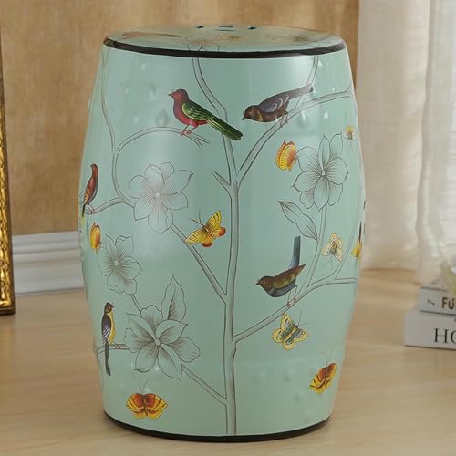 XDRGOOIUY Chinesischer Keramik-Trommel-Gartenhocker, Blumenvögel-Dekohocker, Beistelltisch für drinnen und draußen von XDRGOOIUY