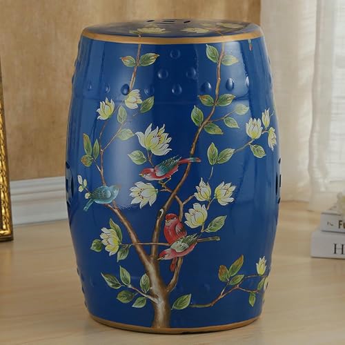 XDRGOOIUY Chinesischer Keramik-Trommel-Gartenhocker, Blumenvögel-Dekohocker, Beistelltisch für drinnen und draußen von XDRGOOIUY