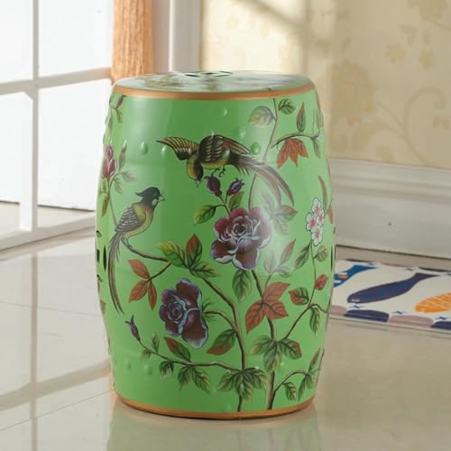XDRGOOIUY Chinesischer Keramik-Trommel-Gartenhocker, Blumenvögel-Dekohocker, Beistelltisch für drinnen und draußen von XDRGOOIUY