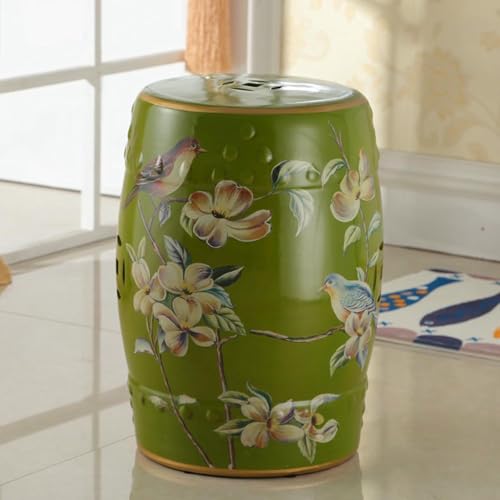 XDRGOOIUY Chinesischer Keramik-Trommel-Gartenhocker, Blumenvögel-Dekohocker, Beistelltisch für drinnen und draußen von XDRGOOIUY