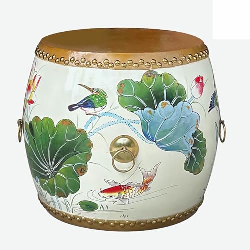 XDRGOOIUY Chinesischer Trommelhocker aus Holz, dekorativer Gartenhocker aus Keramik, glasiert, handbemalt, Beistelltisch für den Außenbereich, Pflanzenständer für Wohnzimmer, Balkon und Garten XDRGOOIUY Chinesischer Trommelhocker aus Holz, dekorativer Gartenhocker aus Keramik, glasiert, handbemalt, Beistelltisch für den Außenbereich, Pflanzenständer für Wohnzimmer, Balkon und Garten von XDRGOOIUY
