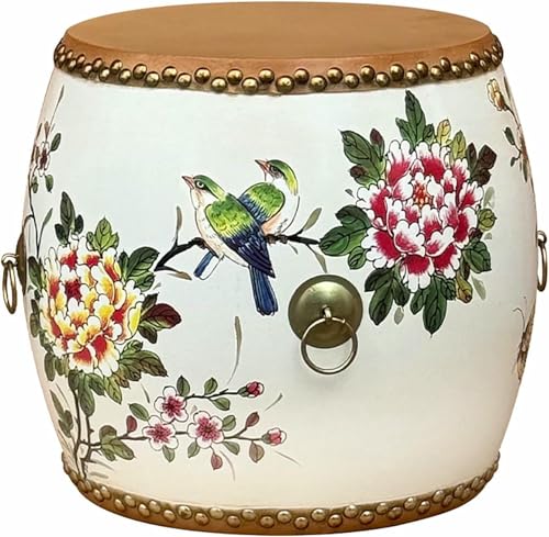 XDRGOOIUY Chinesischer Trommelhocker aus Holz, dekorativer Gartenhocker aus Keramik, glasiert, handbemalt, Beistelltisch für den Außenbereich, Pflanzenständer für Wohnzimmer, Balkon und Garten von XDRGOOIUY