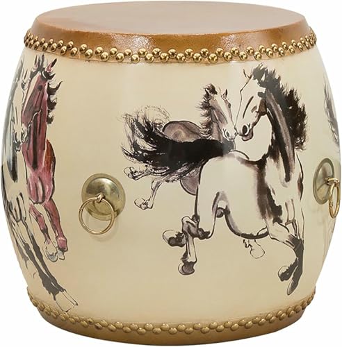 XDRGOOIUY Chinesischer Trommelhocker aus Holz, dekorativer Gartenhocker aus Keramik, glasiert, handbemalt, Beistelltisch für den Außenbereich, Pflanzenständer für Wohnzimmer, Balkon und Garten von XDRGOOIUY
