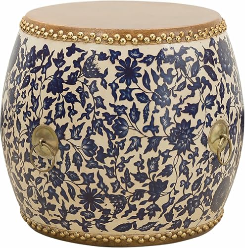 XDRGOOIUY Chinesischer Trommelhocker aus Holz, dekorativer Gartenhocker aus Keramik, glasiert, handbemalt, Beistelltisch für den Außenbereich, Pflanzenständer für Wohnzimmer, Balkon und Garten von XDRGOOIUY