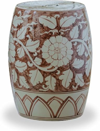 XDRGOOIUY Chinoiserie Keramik Trommel Gartenhocker für drinnen und draußen, Kreativer runder Hocker im Wohnzimmer, Hocker im chinesischen Stil, Keramikornamente, Pflanzenständer von XDRGOOIUY