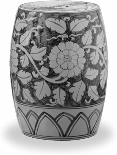 XDRGOOIUY Chinoiserie Keramik Trommel Gartenhocker für drinnen und draußen, Kreativer runder Hocker im Wohnzimmer, Hocker im chinesischen Stil, Keramikornamente, Pflanzenständer von XDRGOOIUY