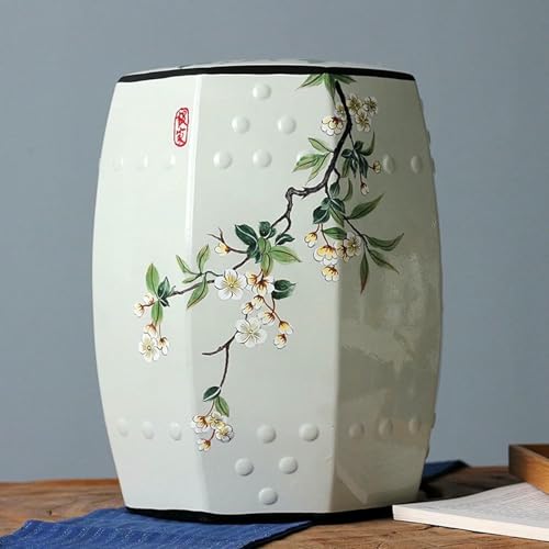 XDRGOOIUY Dekorative Gartenhocker mit Bambusmuster, Beistelltisch aus Keramik für den Außenbereich, chinesische Gartenhocker, Schuhwechselhocker aus Keramik von XDRGOOIUY