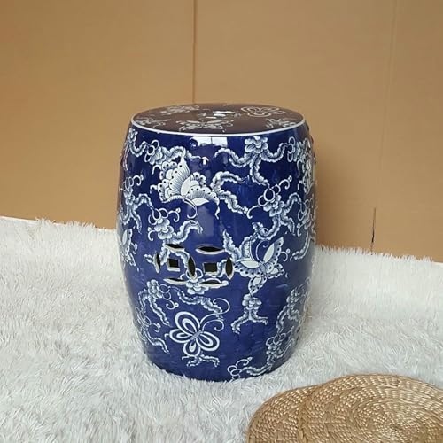 XDRGOOIUY Dekorative Keramik Gartenhohler, Chinesische Klassische Blaue Und Weiße Porzellan Keramik Trommel Hocker von XDRGOOIUY
