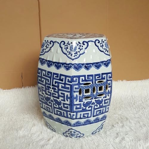 XDRGOOIUY Dekorative Keramik Gartenhohler, Chinesische Klassische Blaue Und Weiße Porzellan Keramik Trommel Hocker von XDRGOOIUY