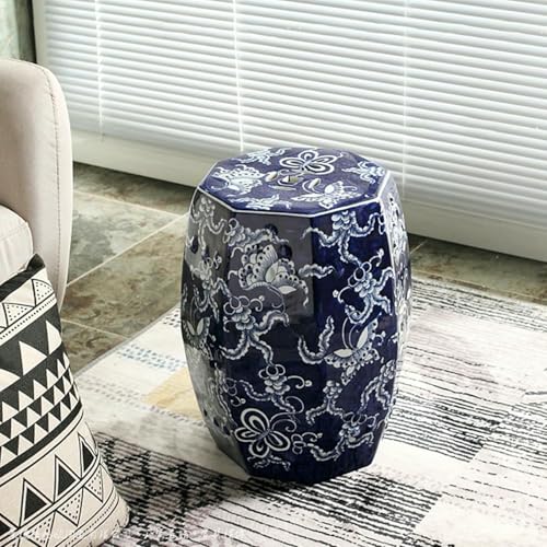 XDRGOOIUY Dekorative Keramik Gartenhohler, Chinesische Klassische Blaue Und Weiße Porzellan Keramik Trommel Hocker von XDRGOOIUY