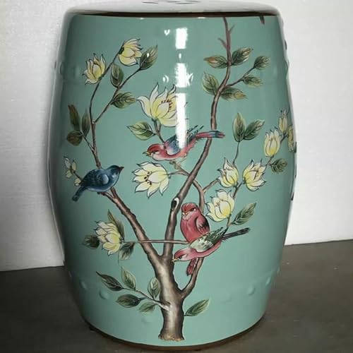 XDRGOOIUY Dekorativer Gartenhocker aus Keramik, glasierter handbemalter Trommelhocker, Sitzhocker für draußen, dekorative Gartenhocker – Schminkhocker, Beistelltisch, Pflanzständer von XDRGOOIUY