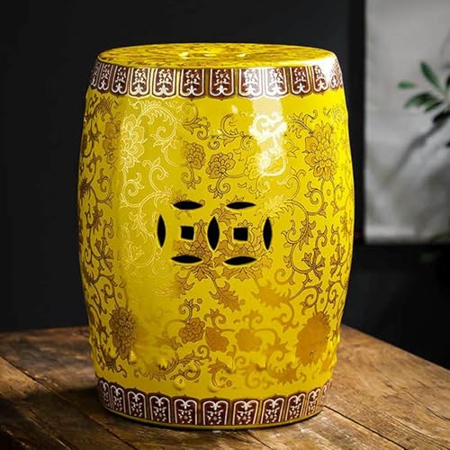 XDRGOOIUY Dekorativer Gartenhocker aus glasierter Keramik, Trommelhocker im chinesischen Stil, Beistelltisch zum Wechseln der Schuhe, geeignet für Wohnzimmer, Terrasse, Garten von XDRGOOIUY