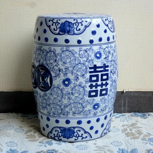 XDRGOOIUY Dekorativer Keramik-Gartenhocker – glasierter, hohler Trommel-Beistelltisch aus blauem und weißem Porzellan für den Außenbereich, chinesischer Keramik-Trommelhocker XDRGOOIUY Dekorativer Keramik-Gartenhocker – glasierter, hohler Trommel-Beistelltisch aus blauem und weißem Porzellan für den Außenbereich, chinesischer Keramik-Trommelhocker von XDRGOOIUY