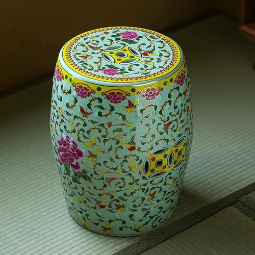 XDRGOOIUY Keramik Trommel Gartenhohler,Dekorativen Gartenhohler,Chinesischer Stil Glasierte Keramik Dekorativen Hocker von XDRGOOIUY