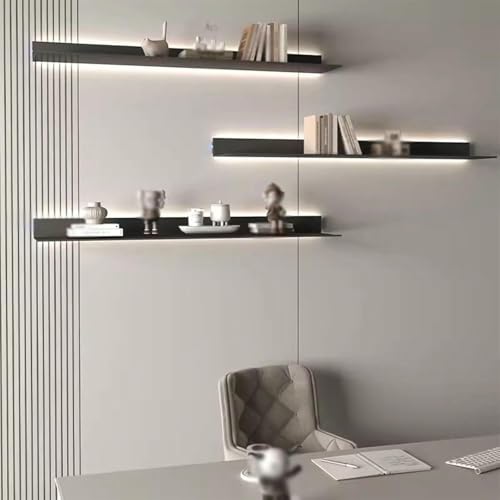 XDRGOOIUY LED Light Floating Wall Regves Aluminium Legierung Wand Montiert Weinregal Bücherregal von XDRGOOIUY