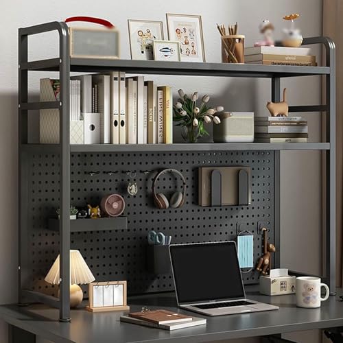 XDRGOOIUY Metall-Arbeitsplatten-Präsentationsregal für Computertische, Schreibtisch-Bücherregal mit Lochplatte, 2/3-stöckiges Schreibtisch-Organizer-Regal für das Büro im Studentenwohnheim XDRGOOIUY Metall-Arbeitsplatten-Präsentationsregal für Computertische, Schreibtisch-Bücherregal mit Lochplatte, 2/3-stöckiges Schreibtisch-Organizer-Regal für das Büro im Studentenwohnheim von XDRGOOIUY