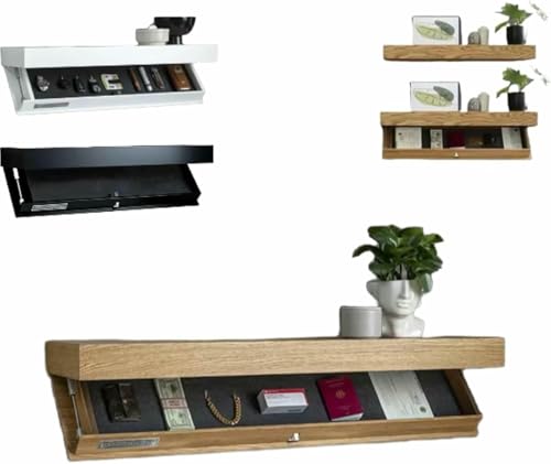 XDRGOOIUY Schwebendes Regal mit Geheimfach, wandmontiertes Lagerregal mit Schublade, Bücherregal mit verstecktem Design, perfekt für die Wohnraumgestaltung und Dekoration von XDRGOOIUY