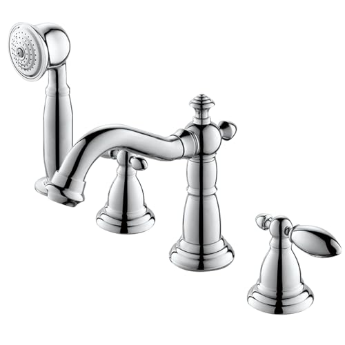 Badewannenarmatur Wannenrand 4 Loch 360° Rotation Wasserhahn Badewanne mit Brause,Verchromt Badewannenarmatur Wannenrand 4 Loch 360° Rotation Wasserhahn Badewanne mit Brause,Verchromt von XDSMB